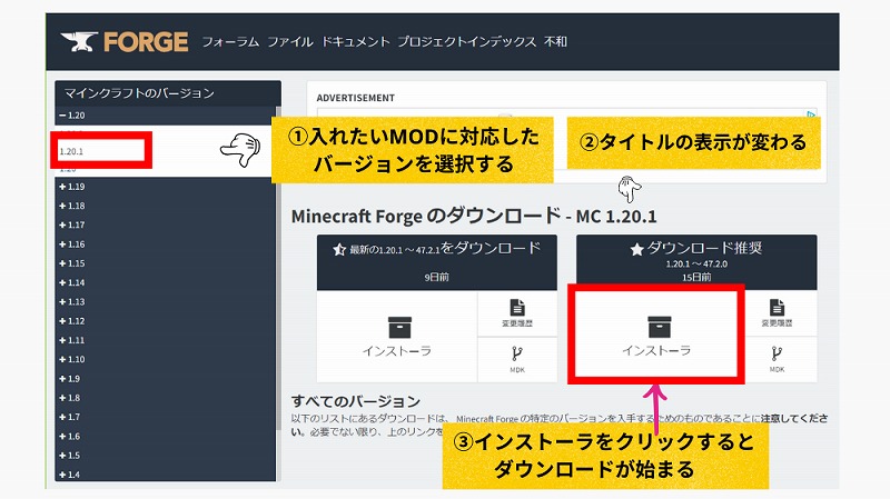 Forgeインストール方法2