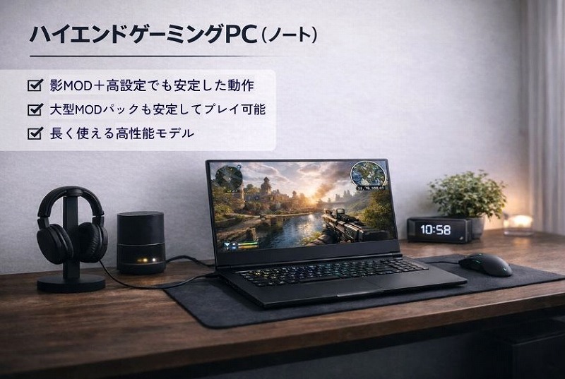 マイクラ影MODや大型MODも高設定で安定動作するハイエンドノートゲーミングPC