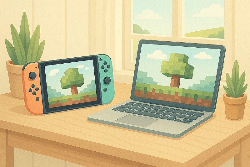 【2025年最新版】マイクラはSwitchとPCどっちを買う?3歳からPC版で遊んできた我が家が本音で比較!