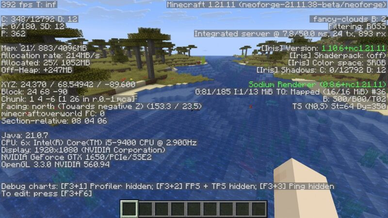 GTX1650でシェーダーを使用していない状態では
約400〜500FPS前後で動作しました。