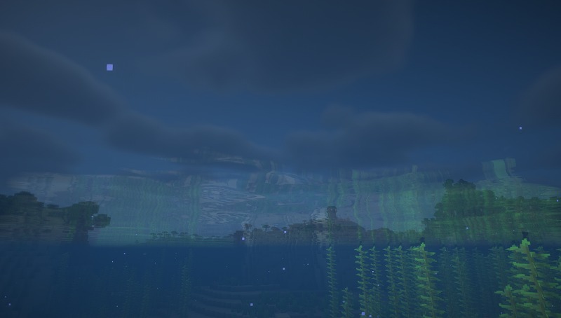 マイクラ影MOD（BSL Shader）の水中のプレイ画面