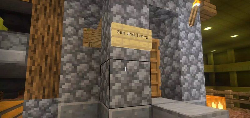マイクラ統合版BACKROOMS Add-Onのスイッチ付きの扉の先で見つけたSam and Terryの家
