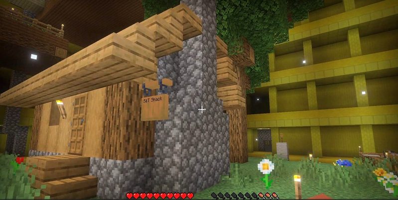 マイクラ統合版BACKROOMS Add-Onのスイッチ付きの扉の先で見つけたS&T Shackの小屋
